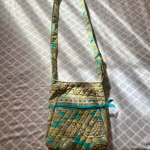 Vera Bradley Green and Blue Quilted Crossbody Bag